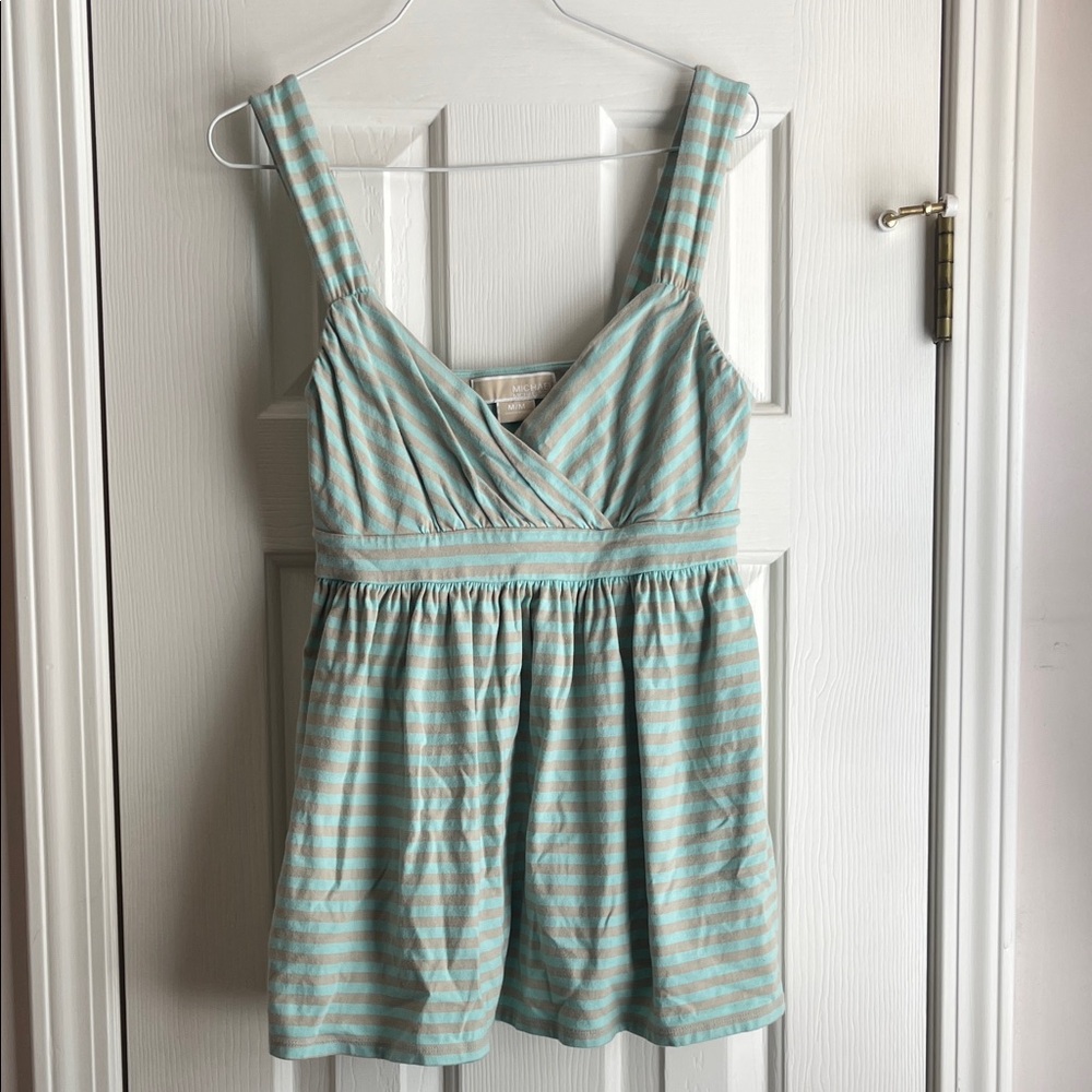 MICHAEL Michael Kors Mint & Cream Striped Babydoll Chemise